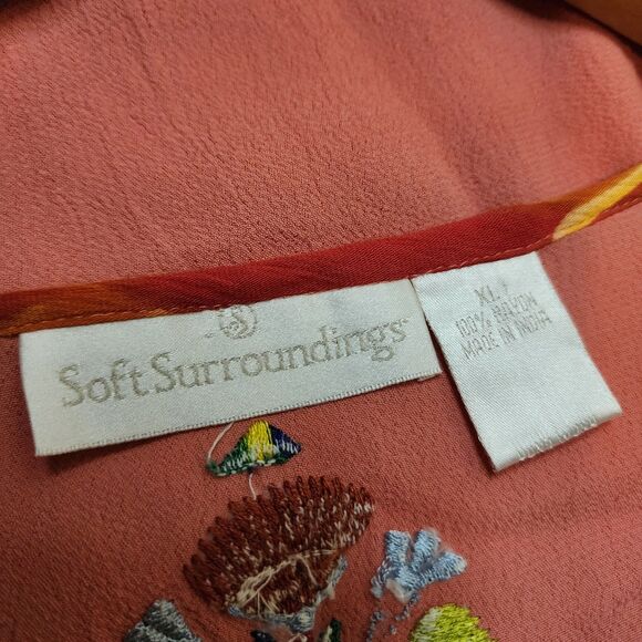 Soft Surroundings Floral Embroidered Tunic Top Womens XL Boho Festival Artsy - Picture 6 of 13